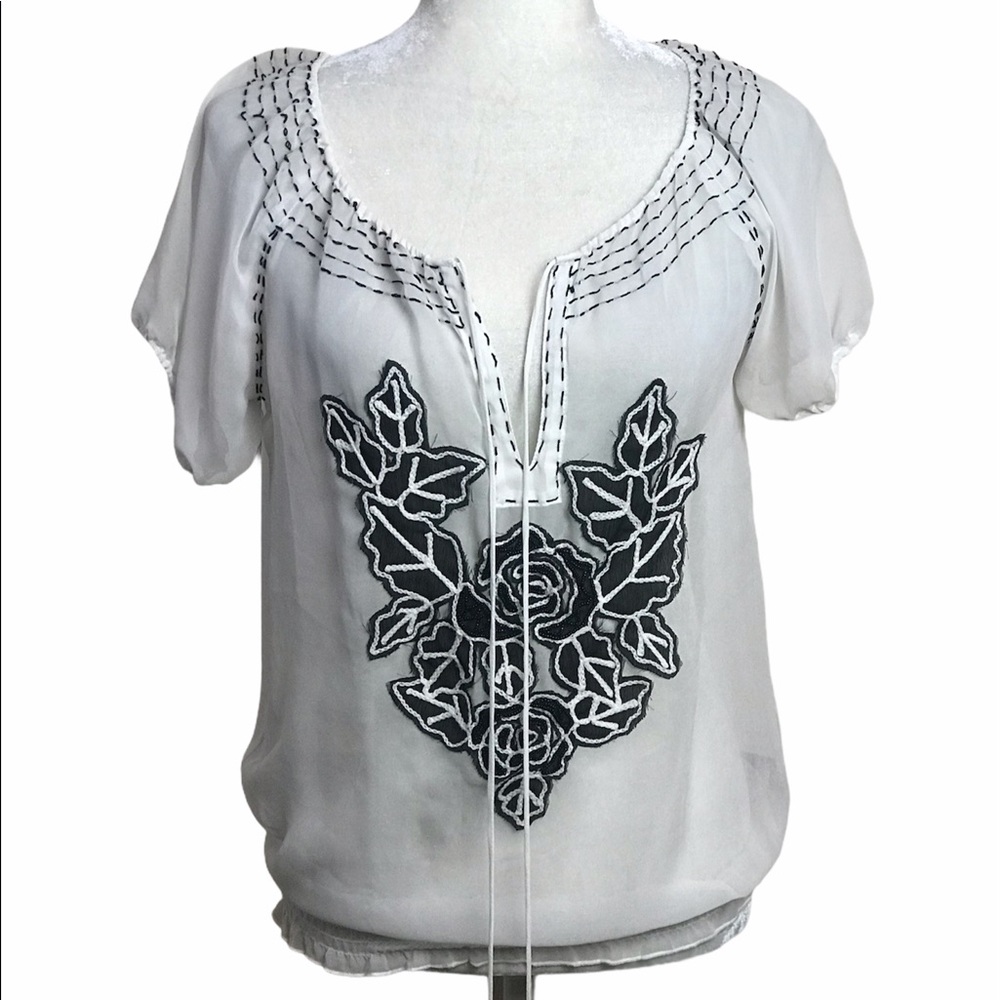 Forever 21 bohemian cottage core sheer blouse